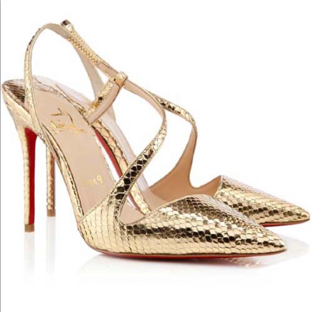 Christian Louboutin June 100mm Gold Python Leather